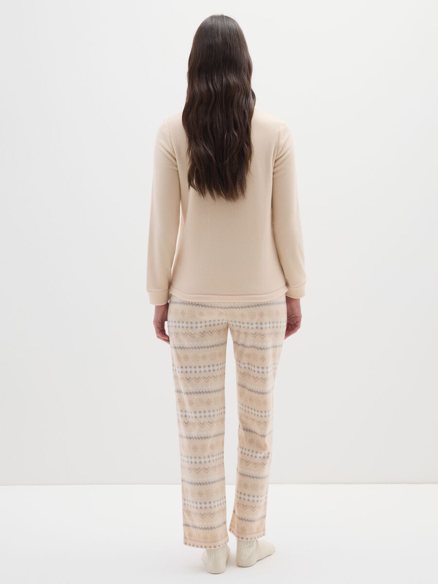 Beige fleece Christmas pyjamas, regular fit with print_2