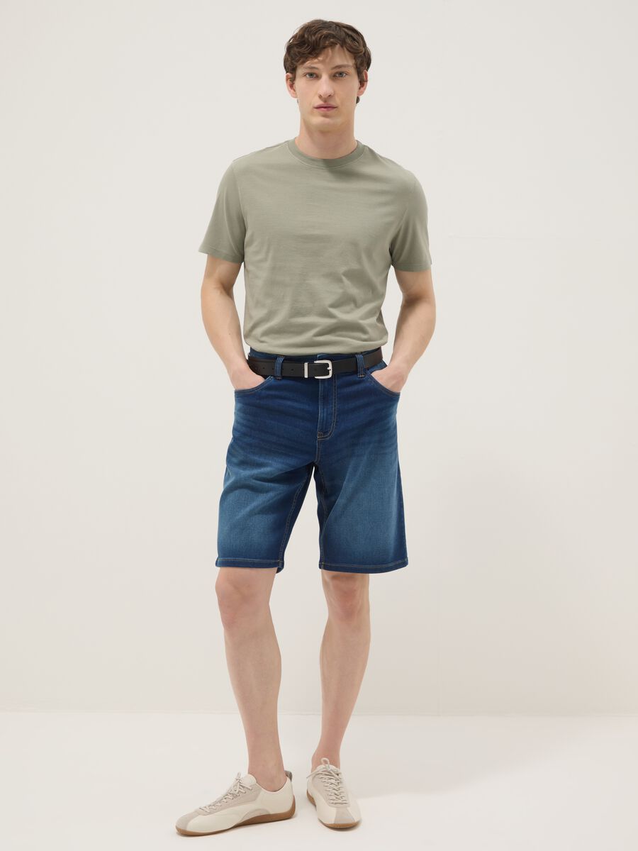 T-shirt verde in puro cotone a maniche corte regular fit_1