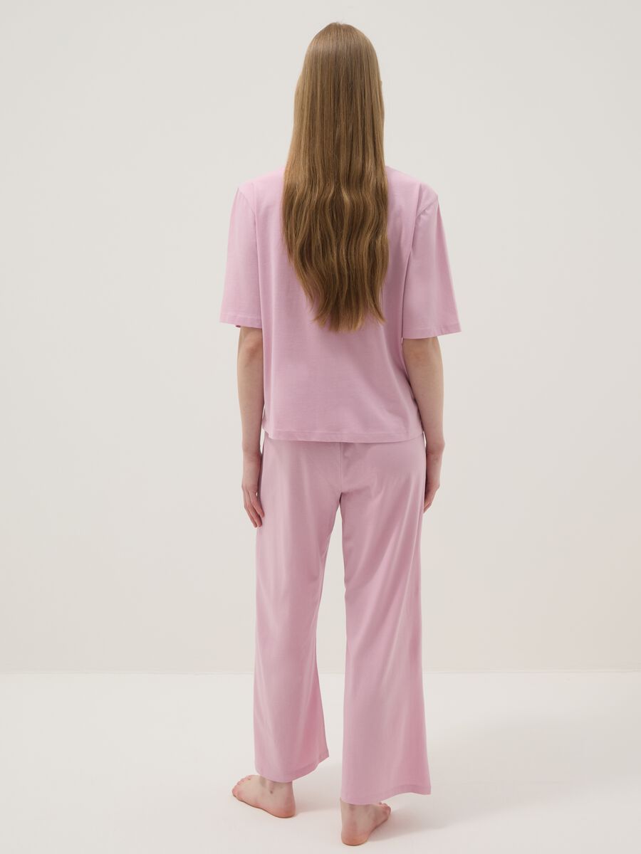Pigiama lungo in puro cotone rosa regular fit con fragole_2