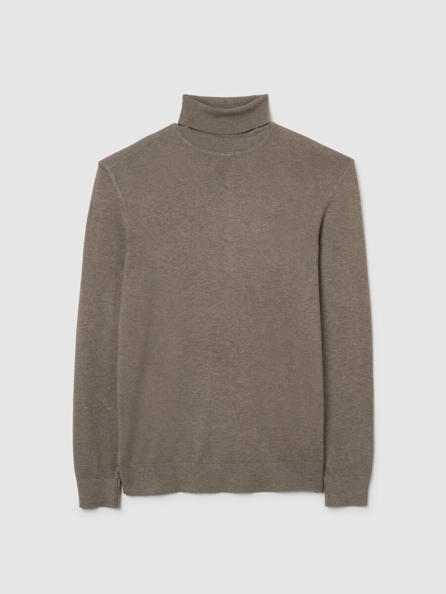 Beige regular fit turtleneck_4
