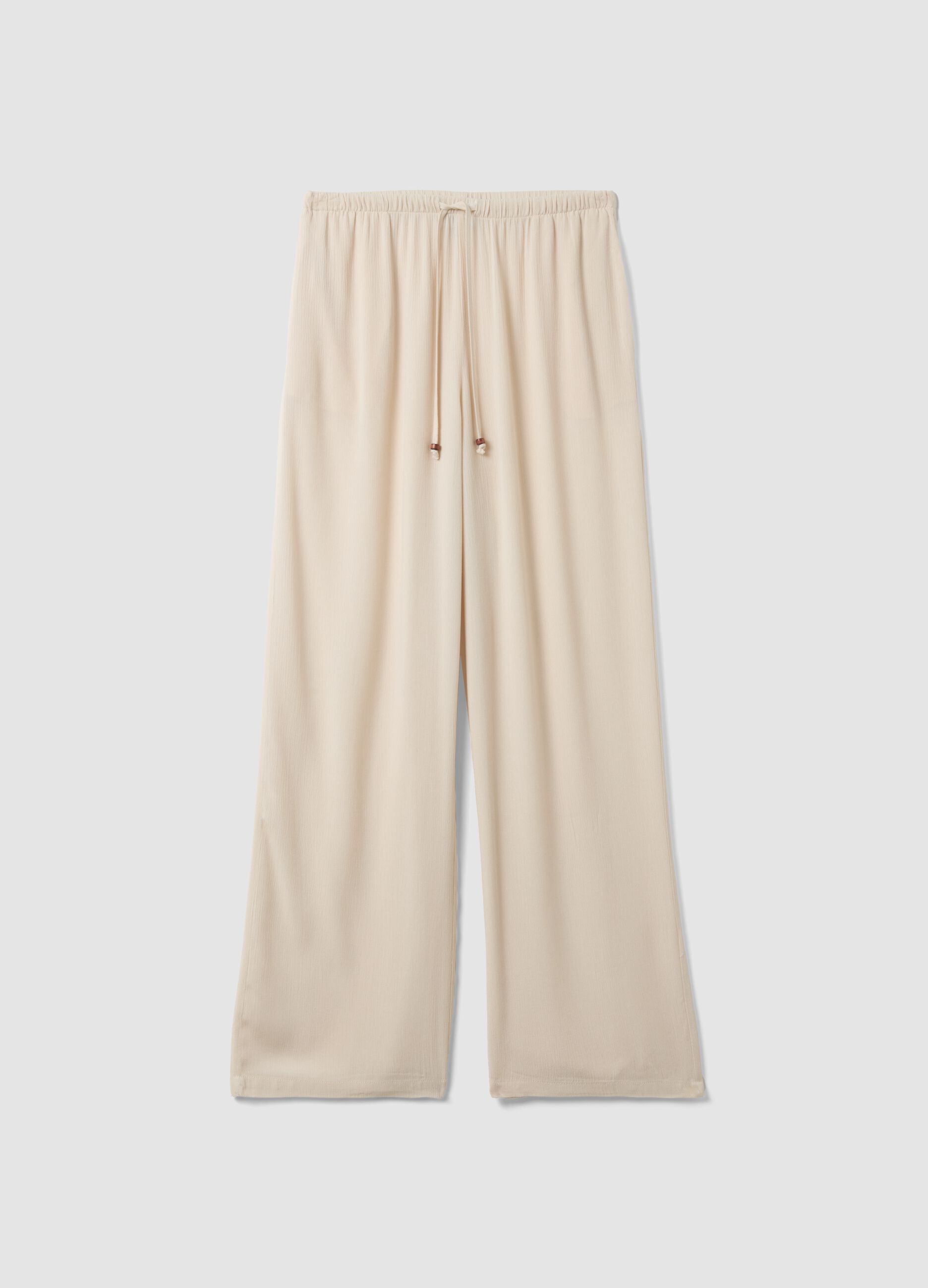Beige palazzo trousers in pure viscose