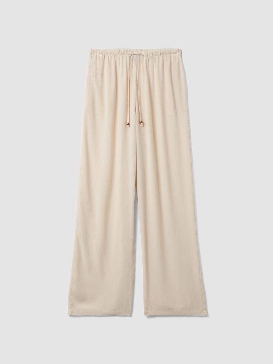 Beige palazzo trousers in pure viscose_4