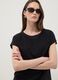 Black pure cotton T-shirt with Broderie Anglaise lace insert_0