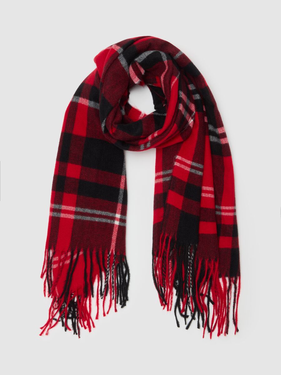 Tartan scarf with fringe_0
