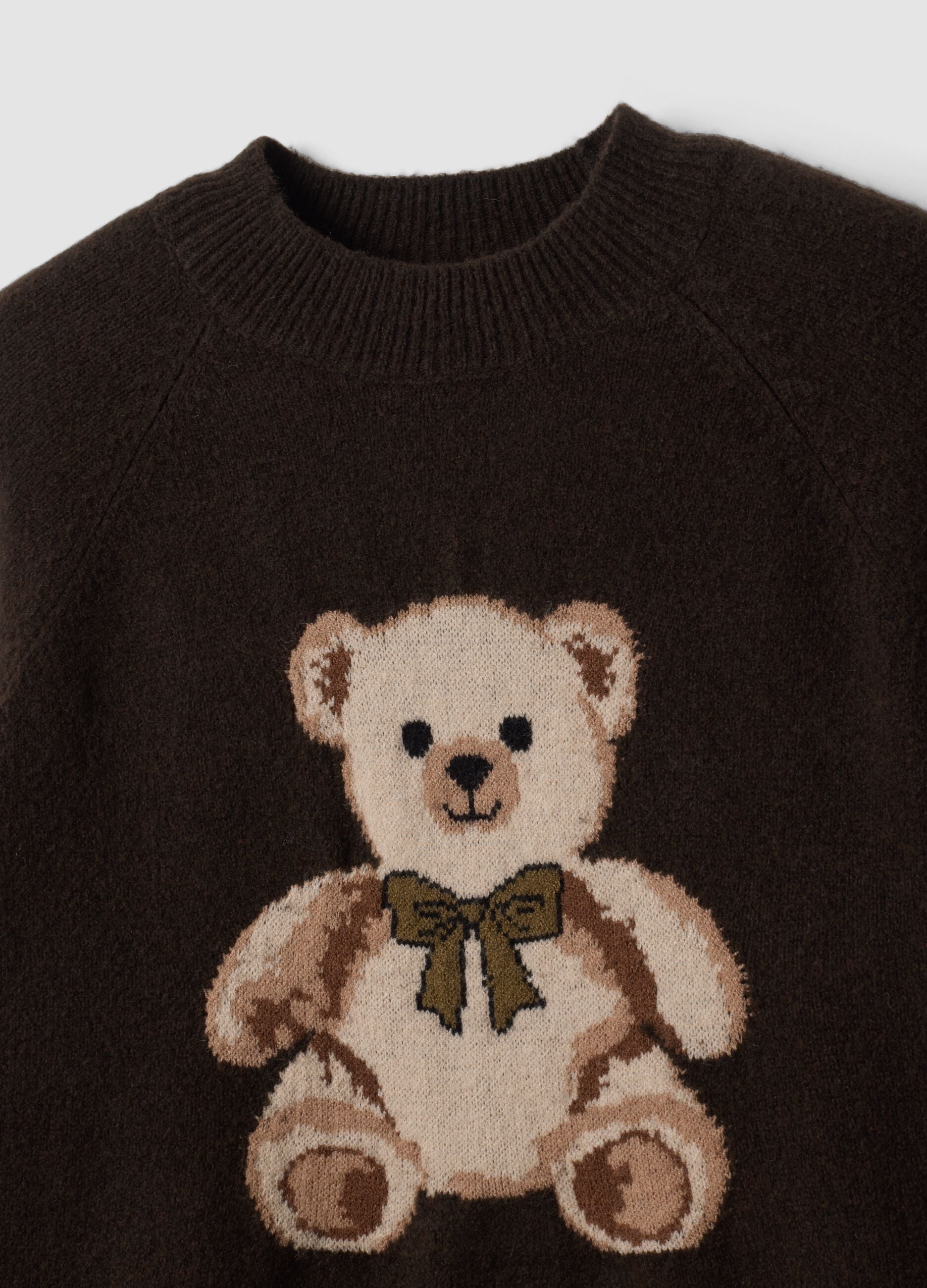 Brown stretchy viscose crew-neck top