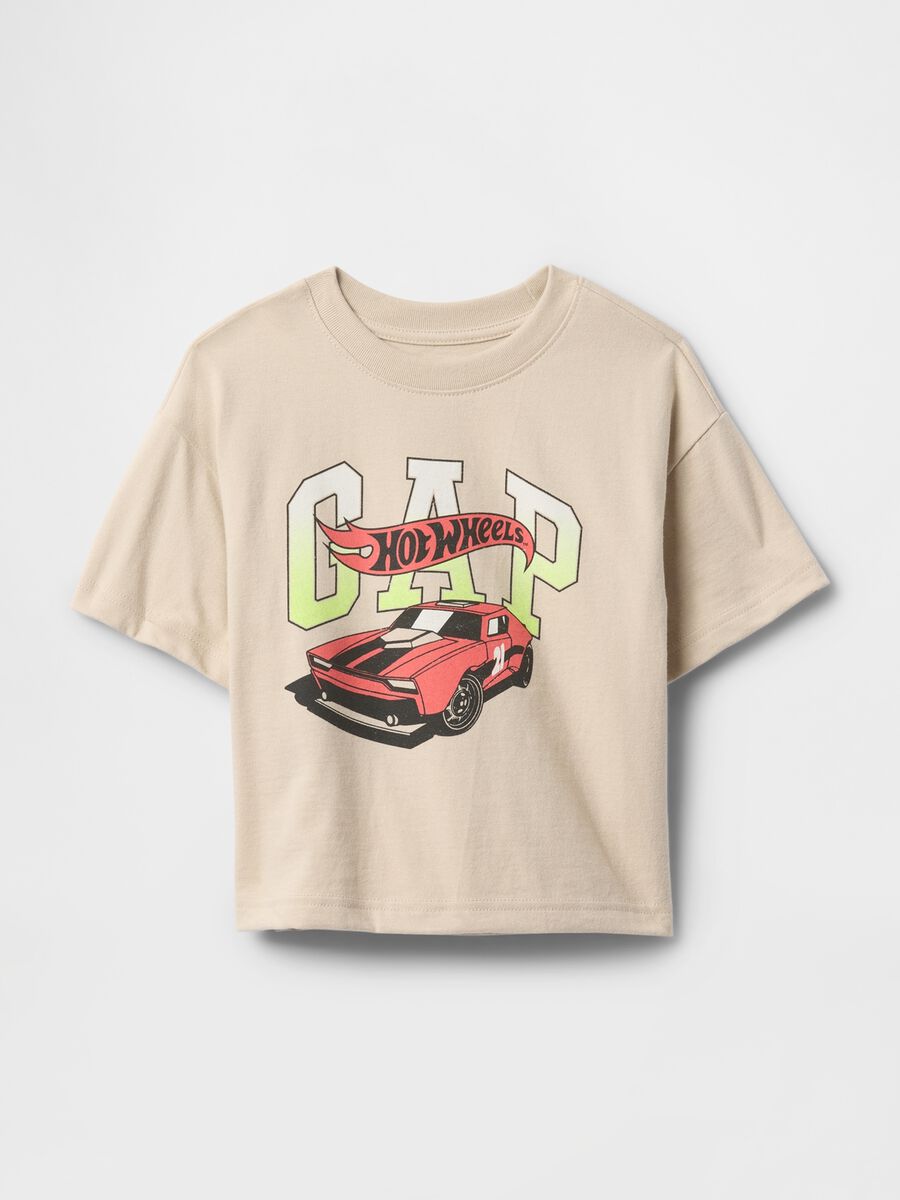 Beige T-shirt with Hot Wheels design_0