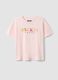 Pink organic cotton pyjama T-shirt with Mickey Mouse slogan_4