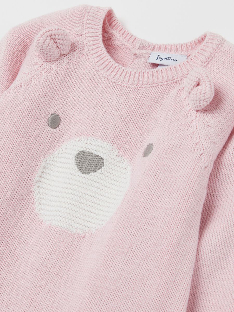 Jersey onesie with jacquard bear design_2