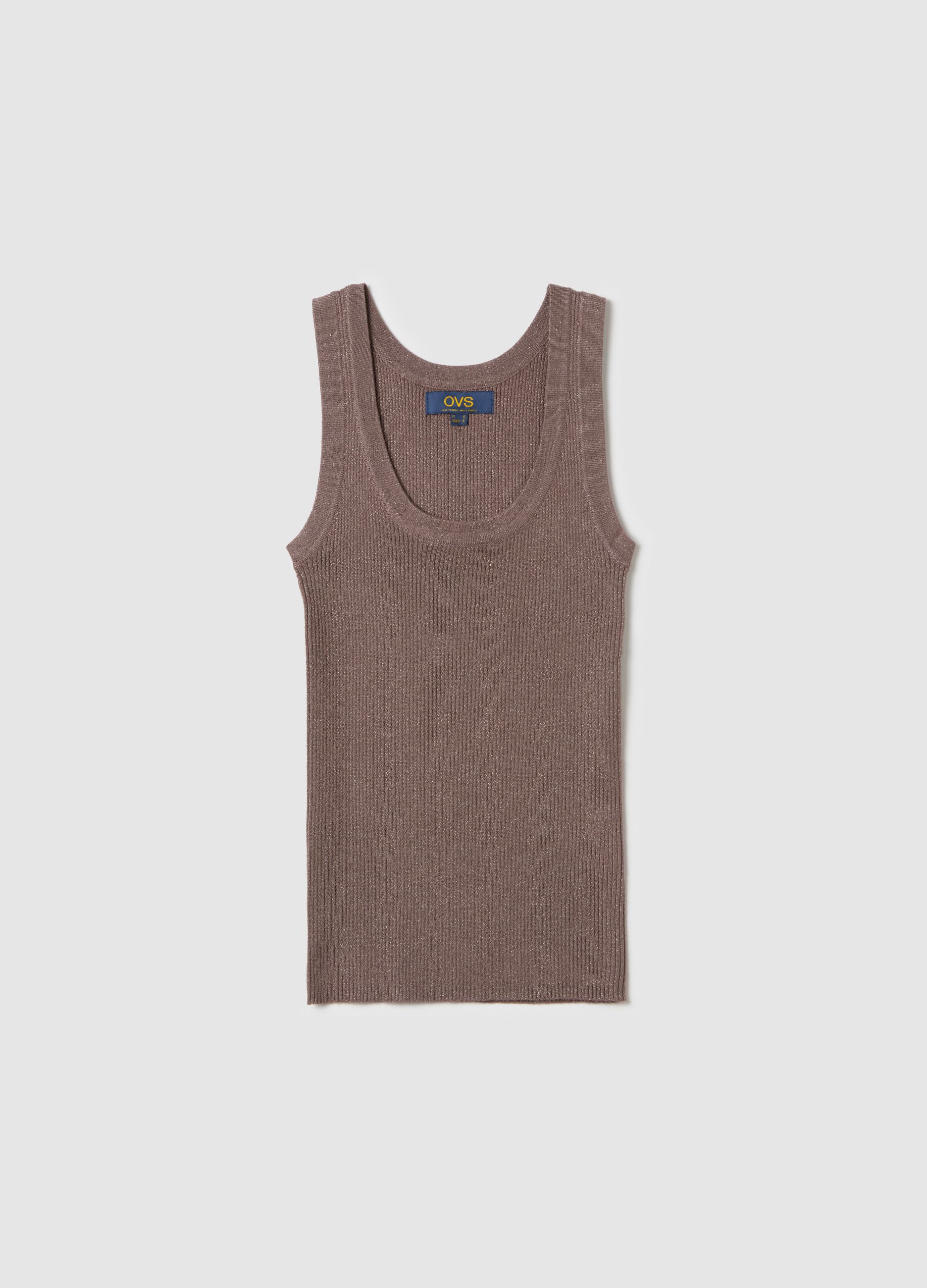 Ribbed lurex tank top