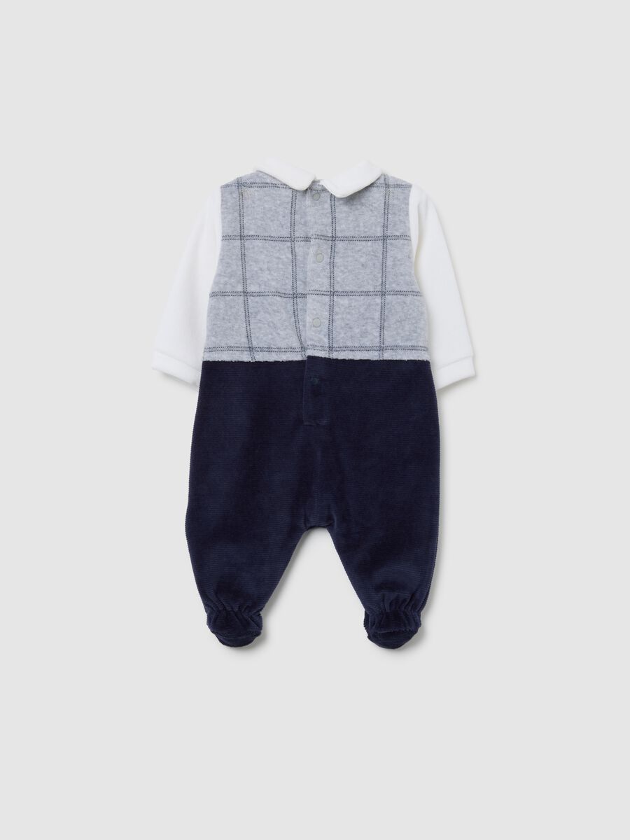 Tutina da neonato in misto cotone multicolor con colletto puntato_1