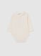Baby bodysuit in pure beige cotton with collar print_1