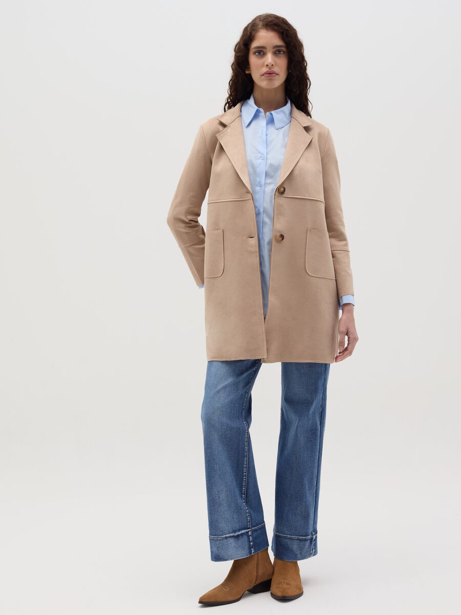 Long suede jacket with buttons_1