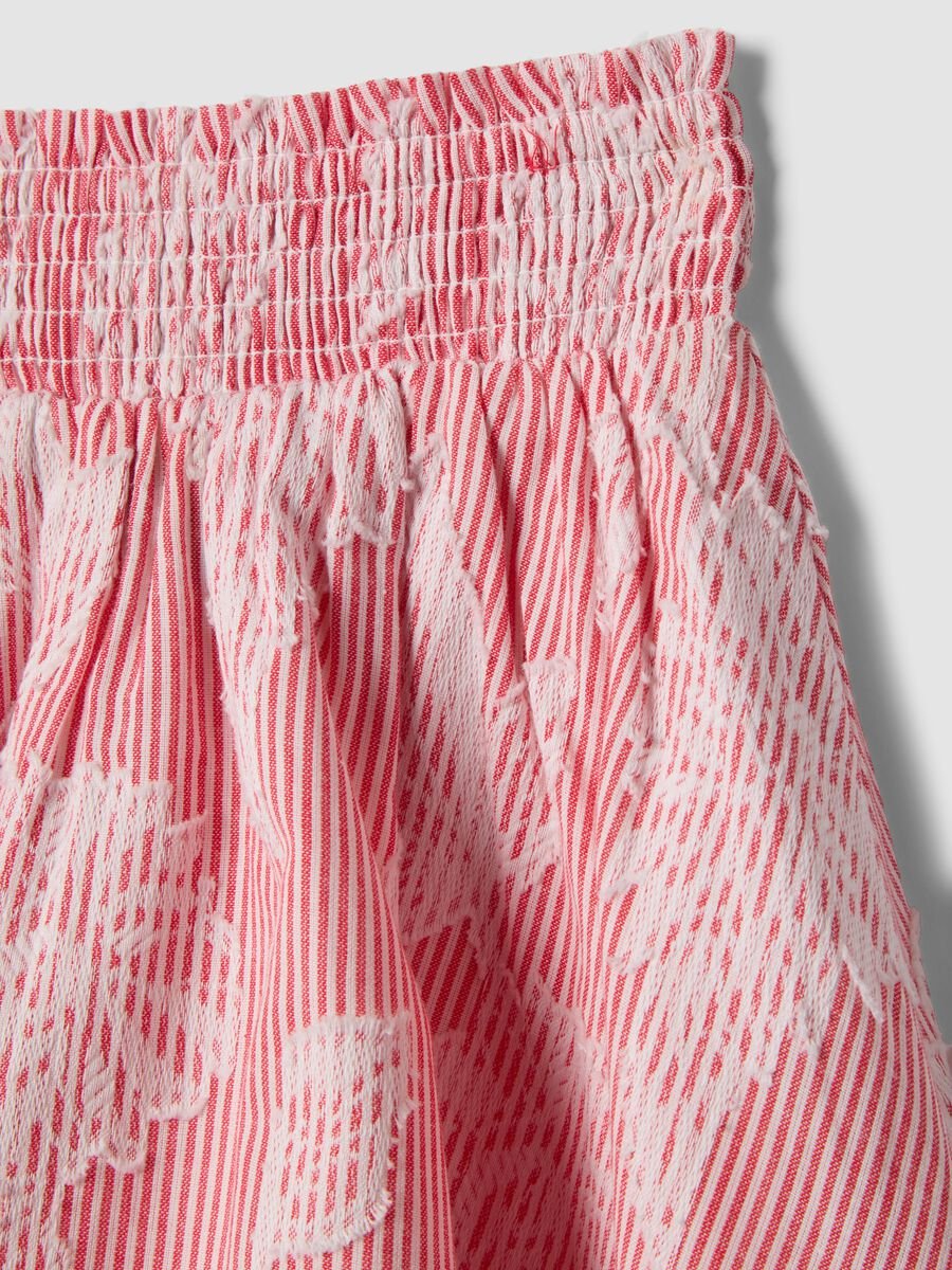 Gonna a balze in puro cotone e righe rosa per bambina_2