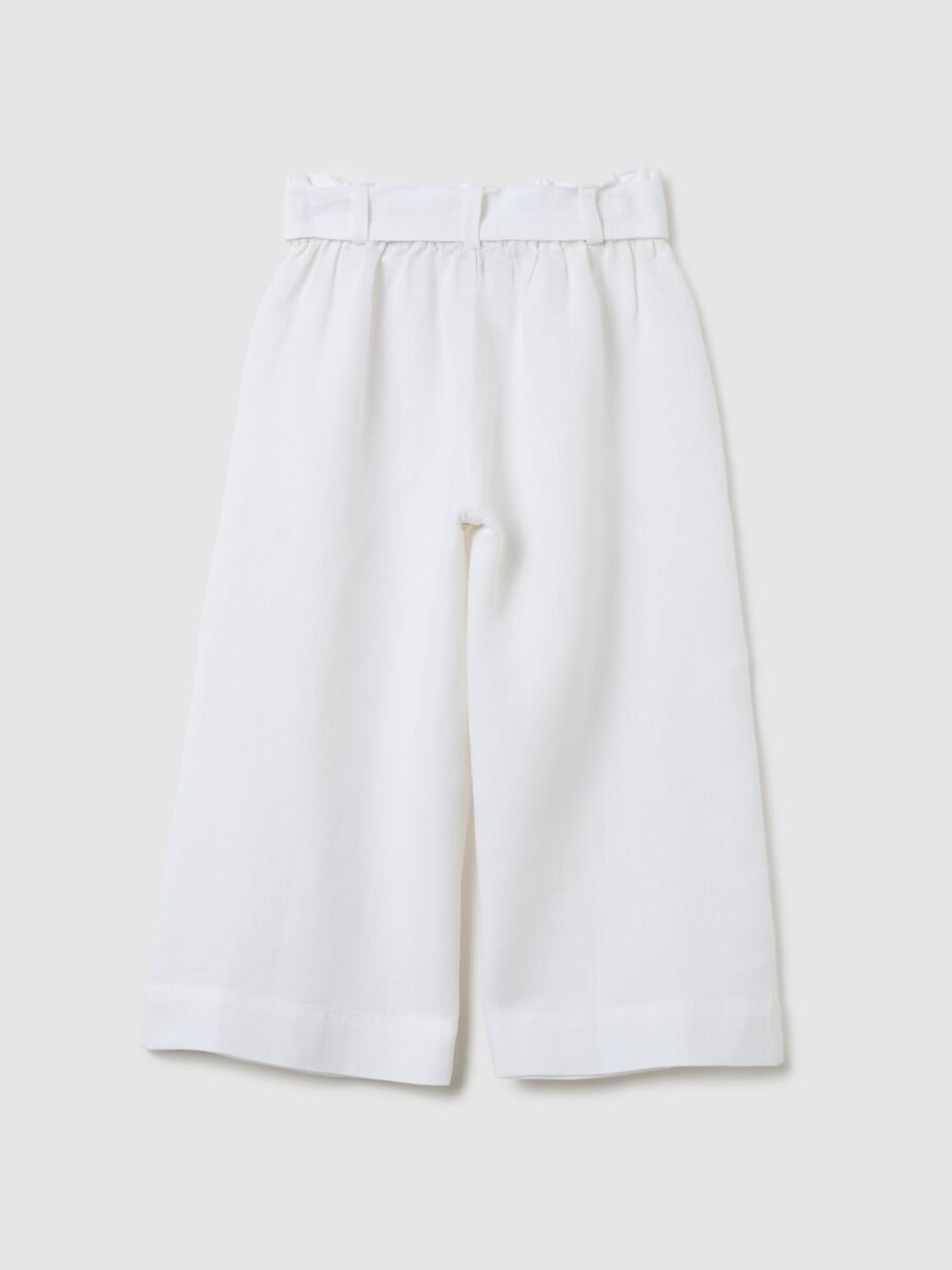 Girls' white cotton culotte trousers with regular fit_1