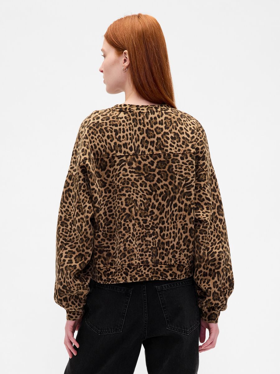Felpa marrone leopardata a girocollo_1