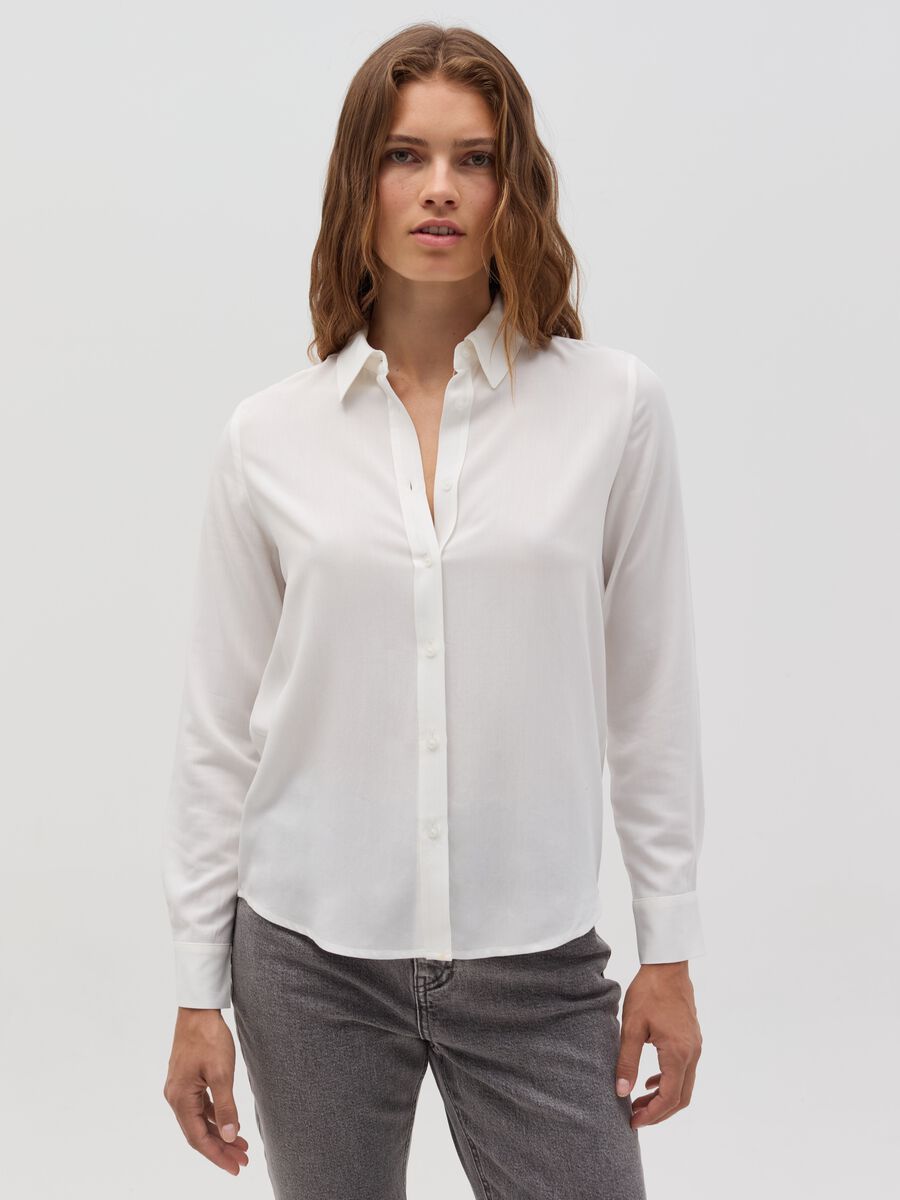Camicia in viscosa tinta unita_0