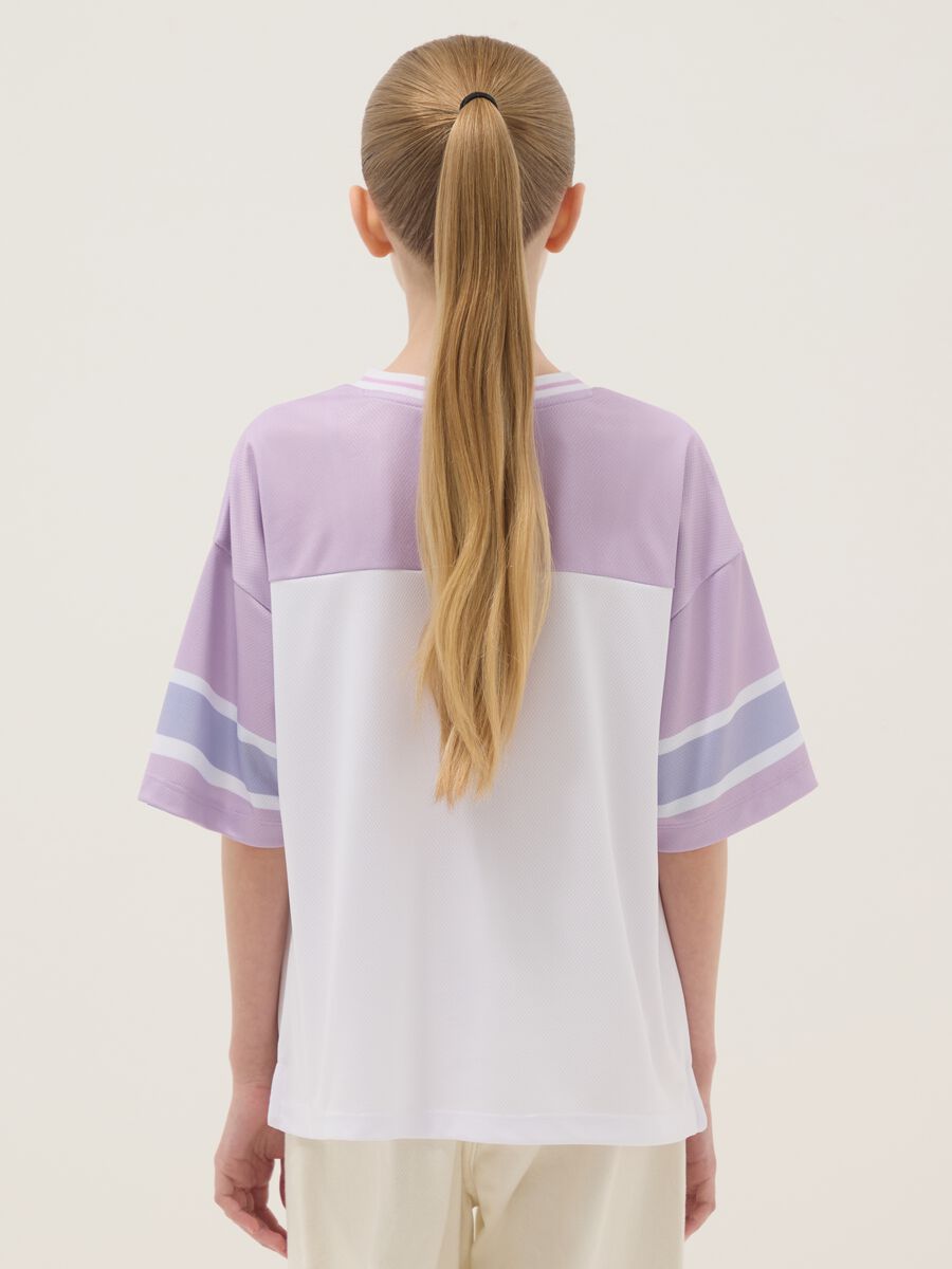 T-shirt in puro cotone multicolor da ragazza boxy fit con Stitch_1