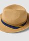 Beige fedora hat in pure paper fabric, unlined_1
