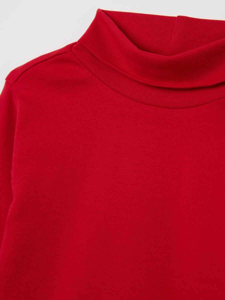 Kids' red high-neck cotton jumper, regular fit_2