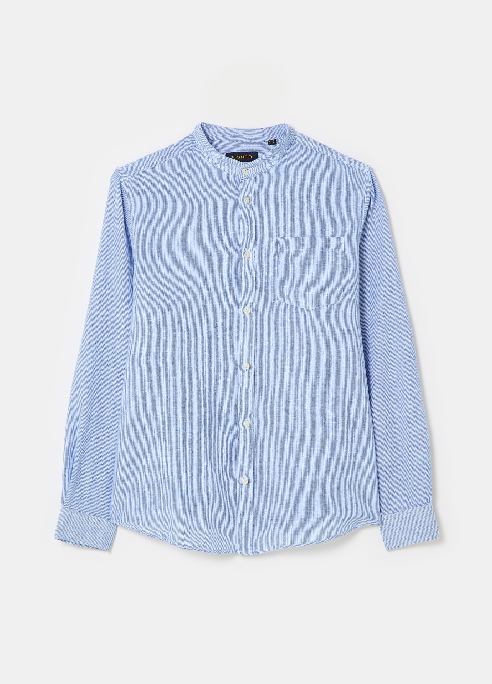 Iridescent-effect cotton and linen shirt