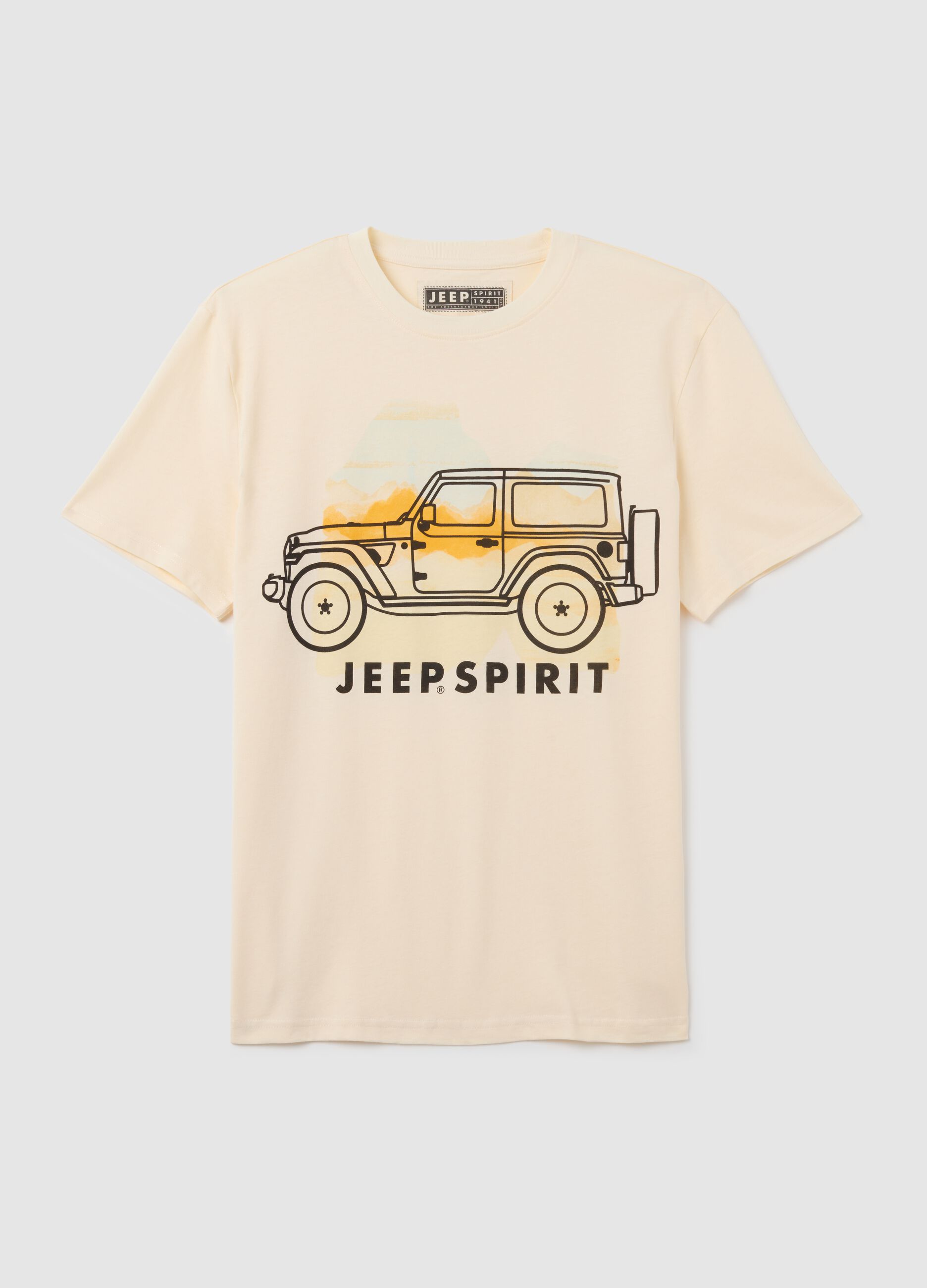 Beige pure cotton regular fit T-shirt