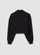 Black cropped cotton-blend fleece sweatshirt with crew neck_2