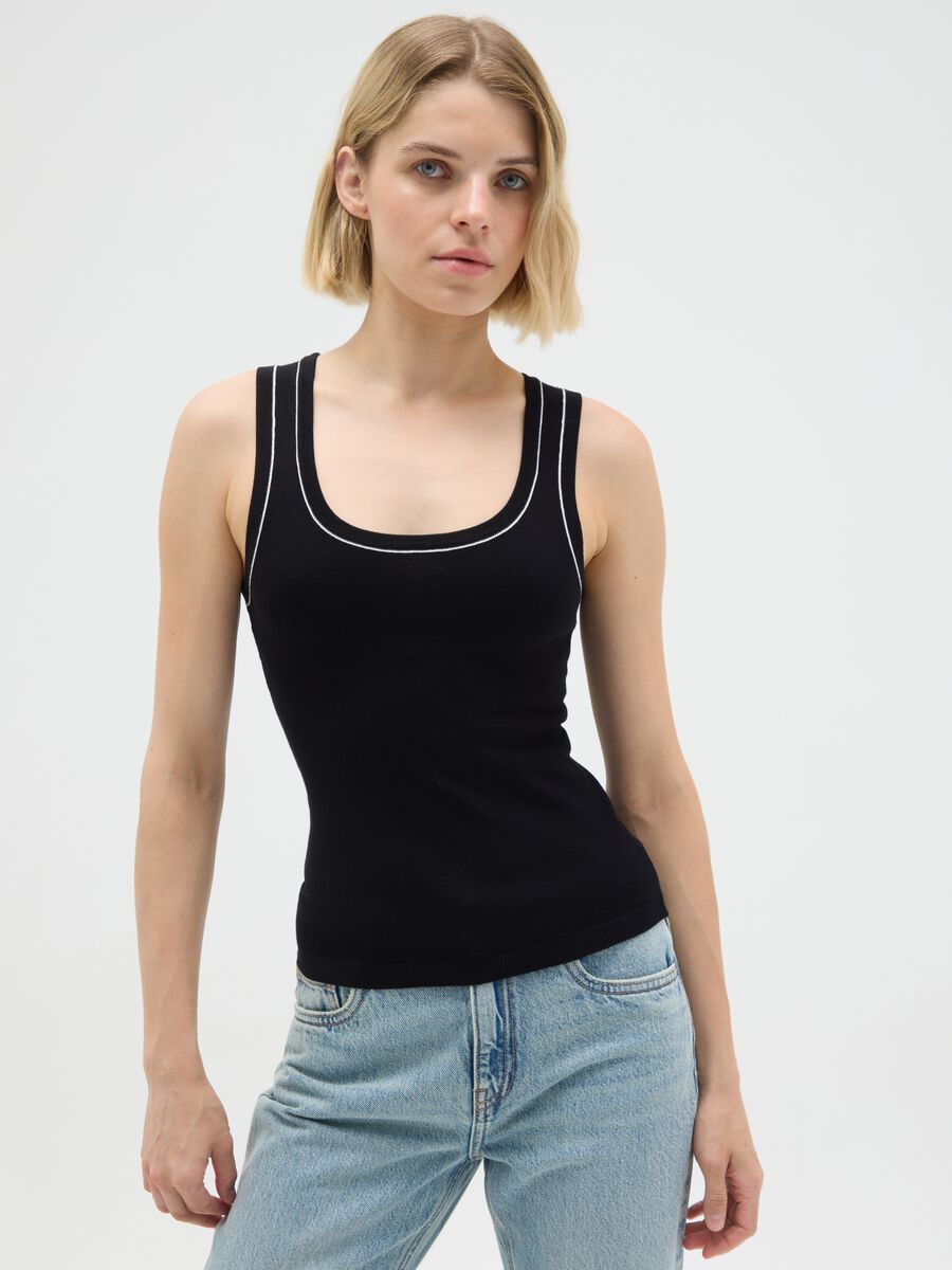 Women's Black Viscose Blend Top Regular Fit_1