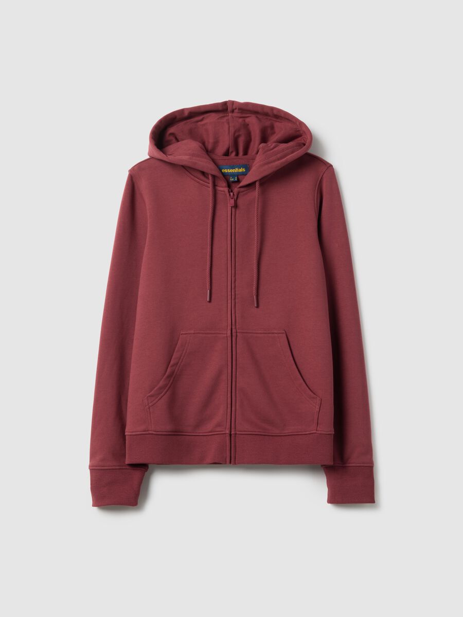 Pink cotton blend hoodie regular fit with zip_4
