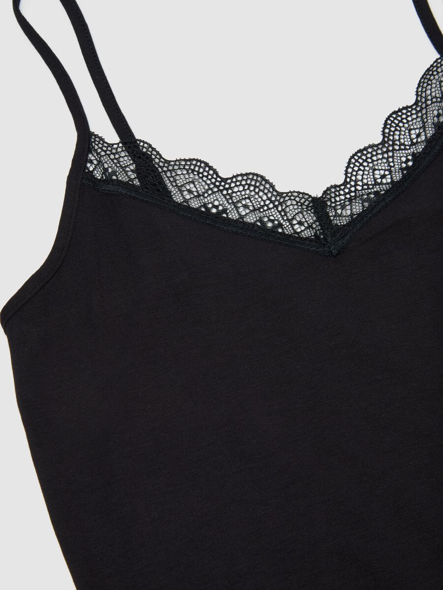 Regular fit black viscose blend tank top_5