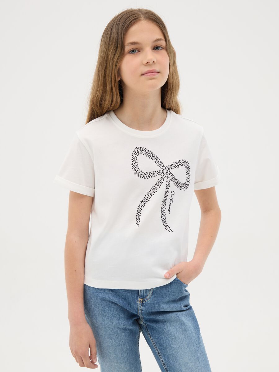 White T-shirt with black bow print OVS Kids_0