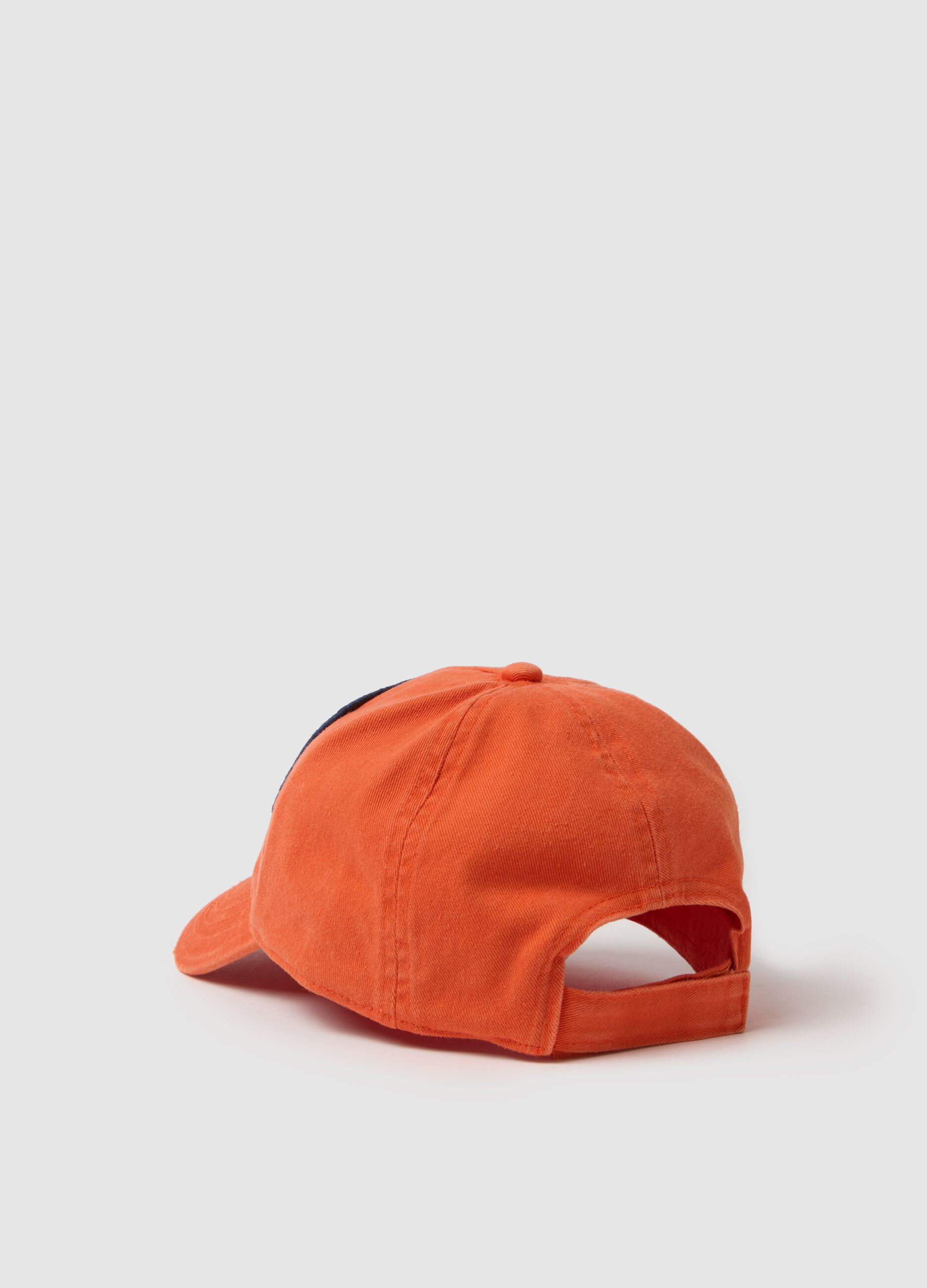 Orange pure cotton kids' baseball cap with patch