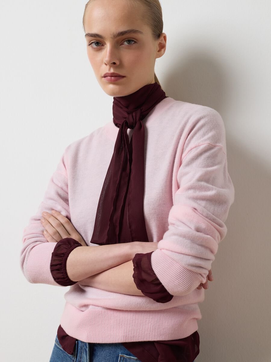 Pink pure wool crew neck jumper, regular fit_0