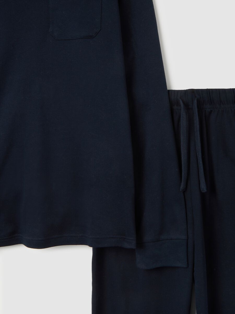 Blue cotton pyjamas regular fit with polo collar_6