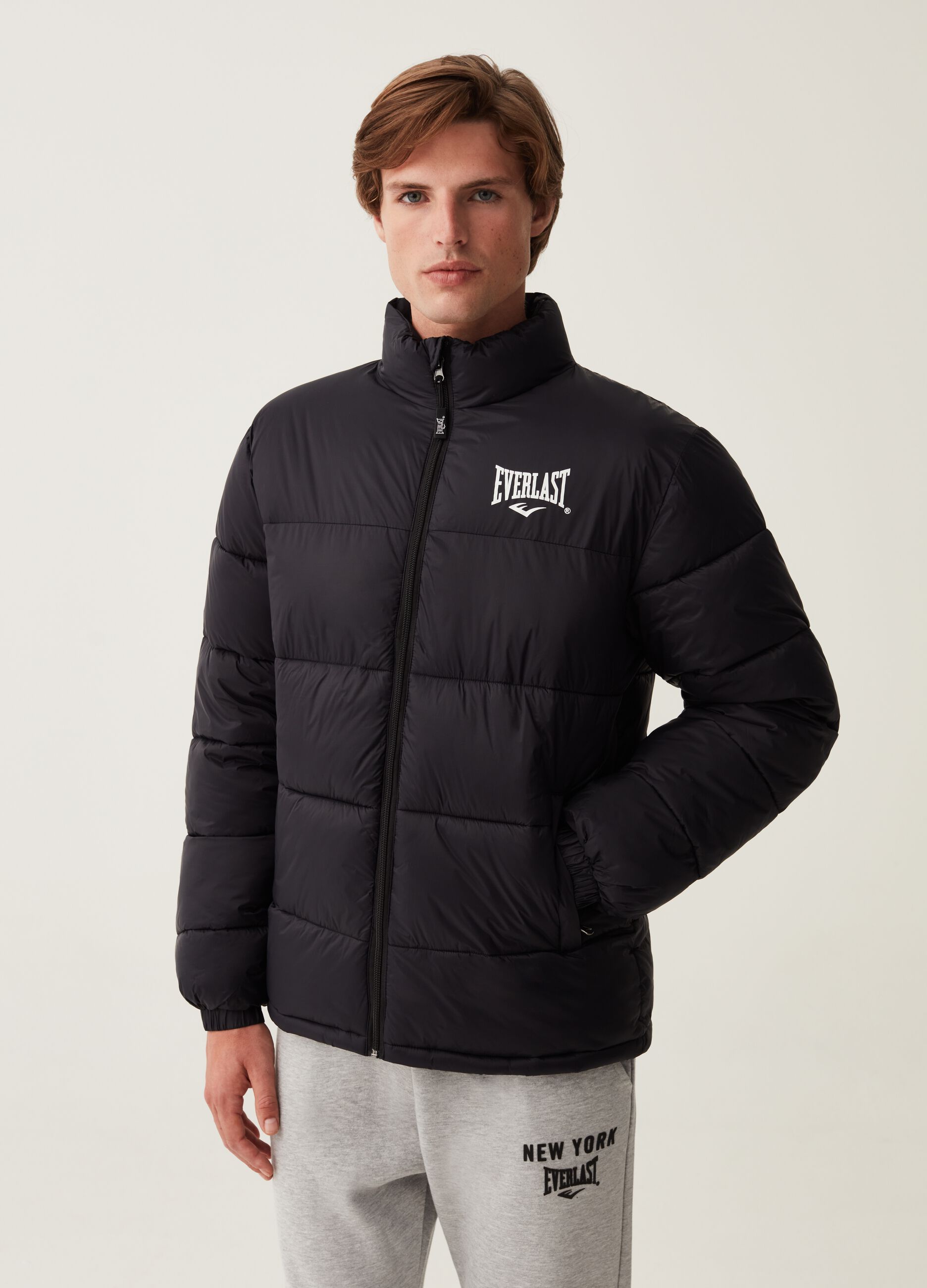 Piumino full-zip con stampa logo_0