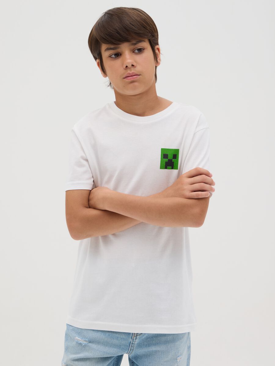 White Minecraft print cotton T-shirt_0
