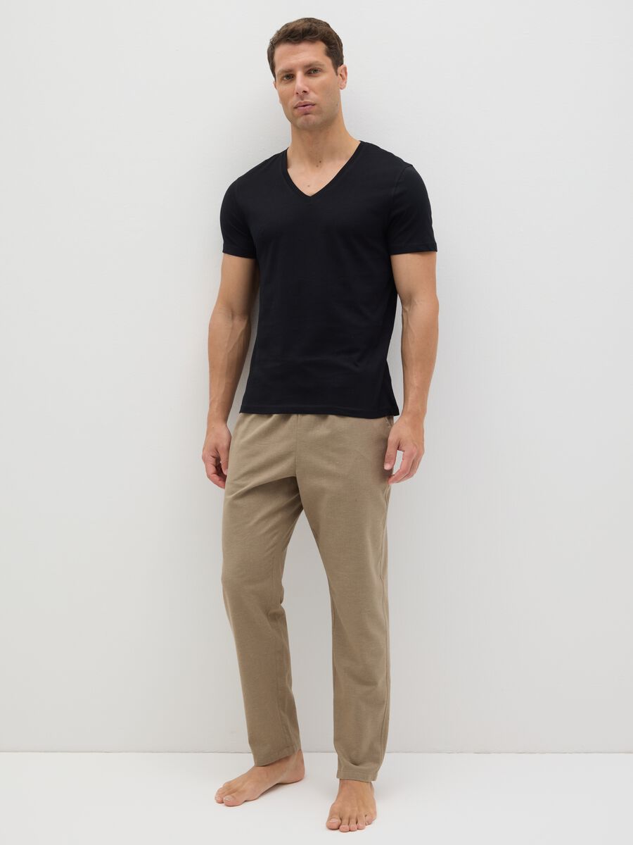 Men's T-shirt in pure black cotton regular fit_1