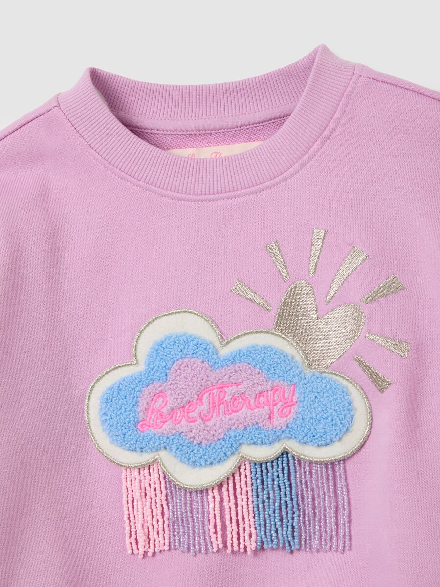 Girls' oversized pink cotton blend sweatshirt_2
