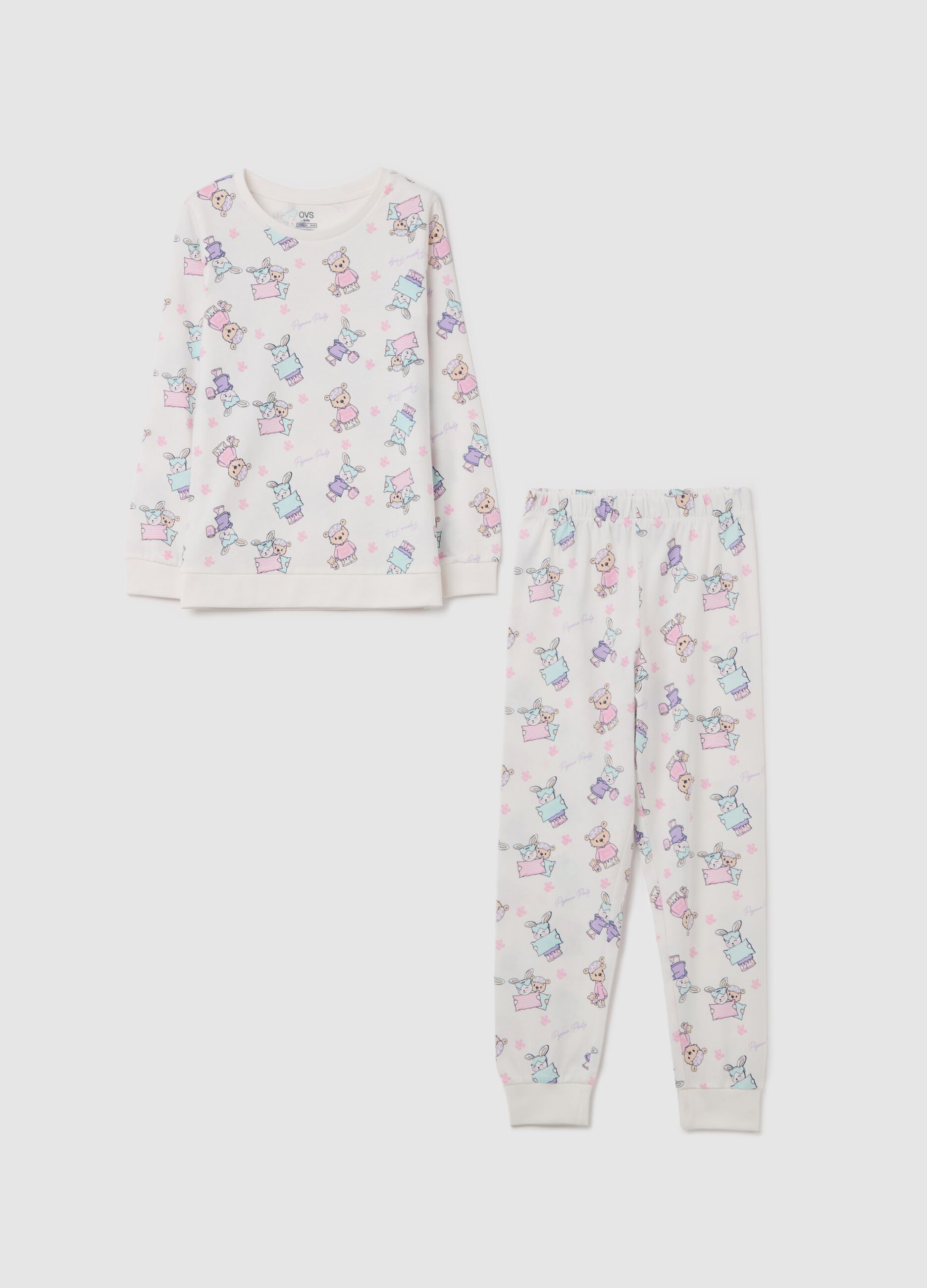 Pigiama in cotone bio con stampa all-over 