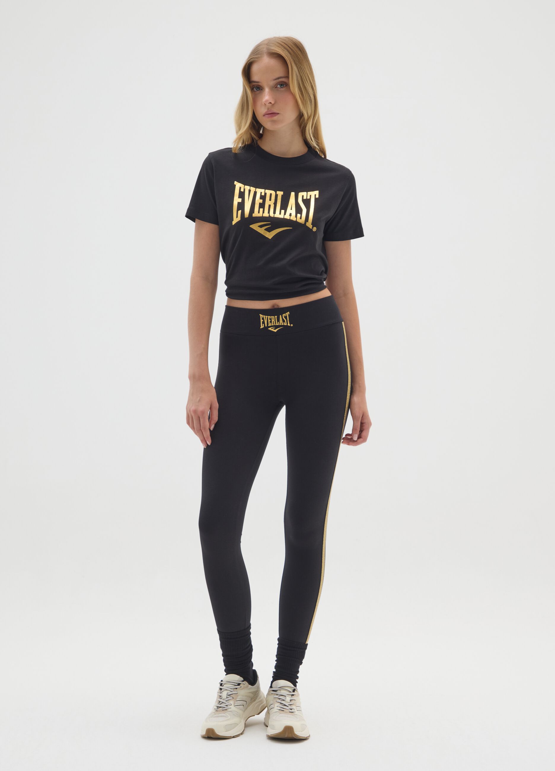 Black pure cotton regular fit Everlast T-shirt