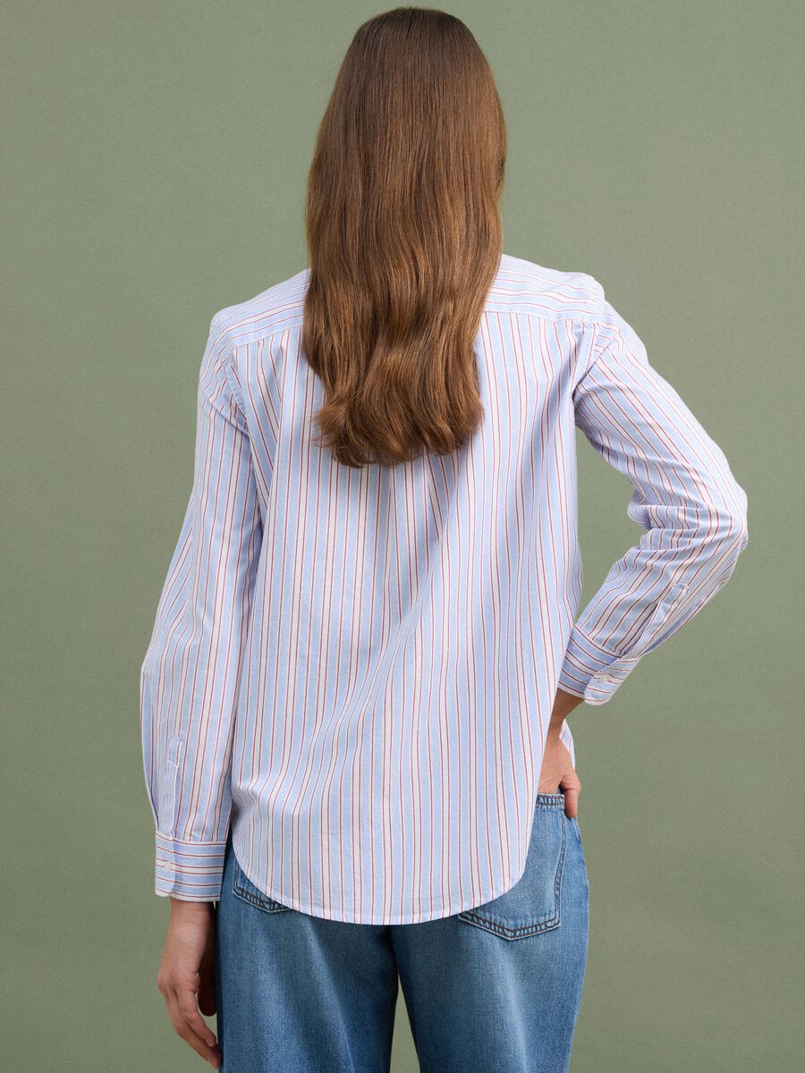Camicia azzurra a righe rosse in popeline regular fit_3