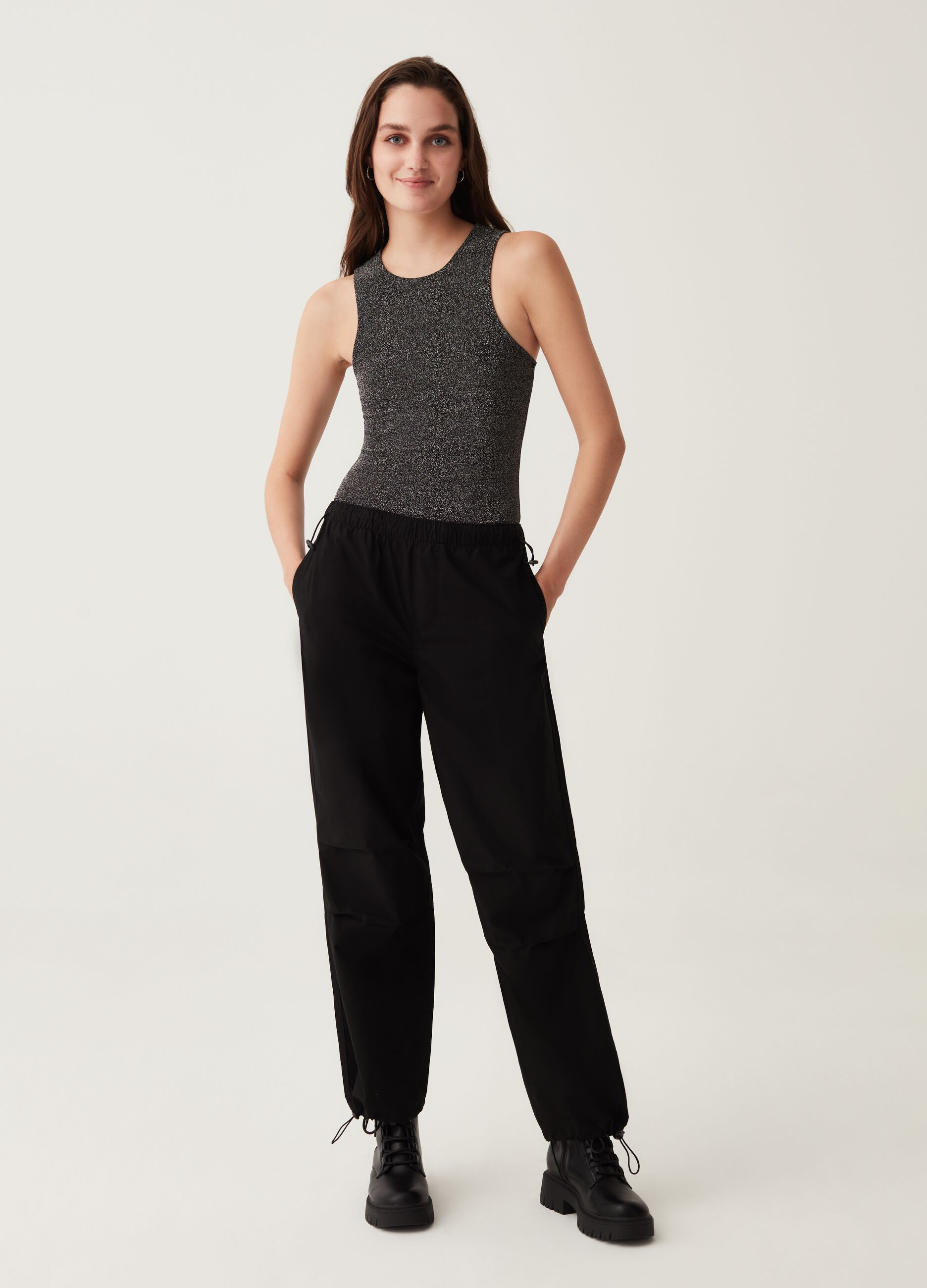 Pantaloni parachute in cotone_0