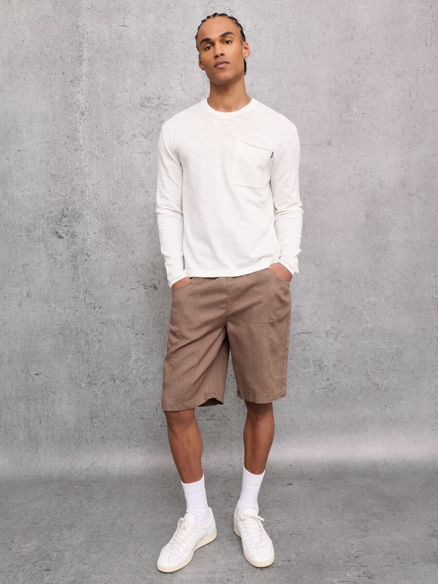 100% Linen Shorts Mocha_3