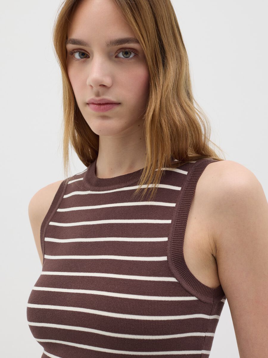 Women's Multicolour Viscose Blend Fitted Cropped Top_3