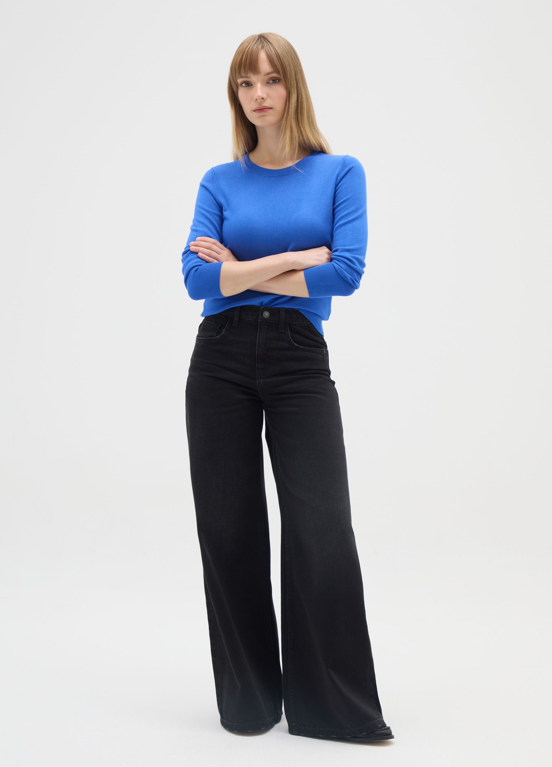 Blue Crew-Neck Jumper