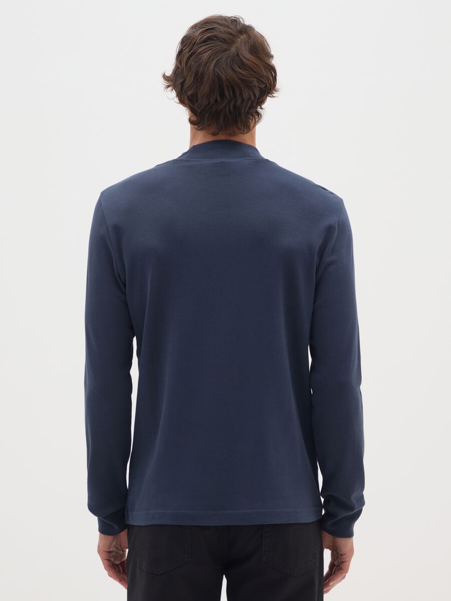 Maglia in puro cotone blu regular fit_2