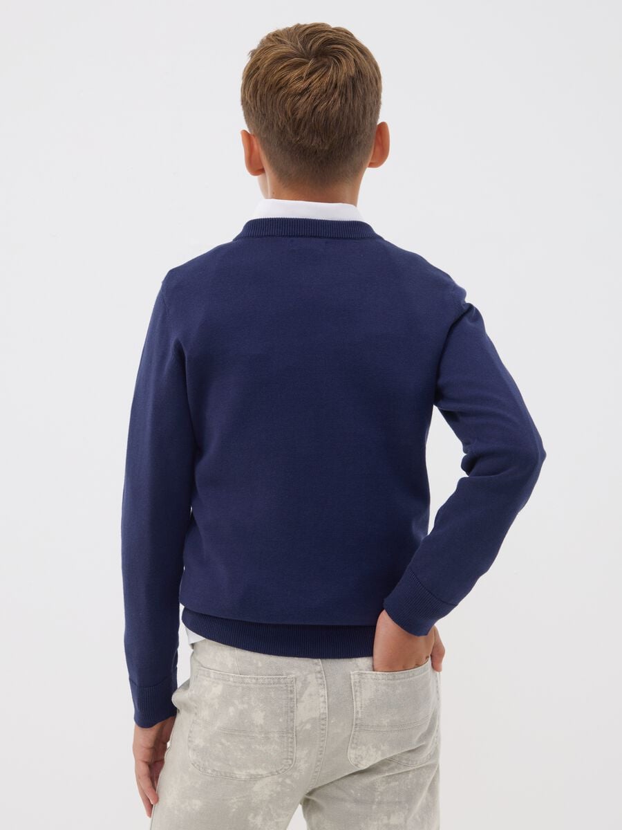 Blue long-sleeve pure cotton regular-fit top for boys_2