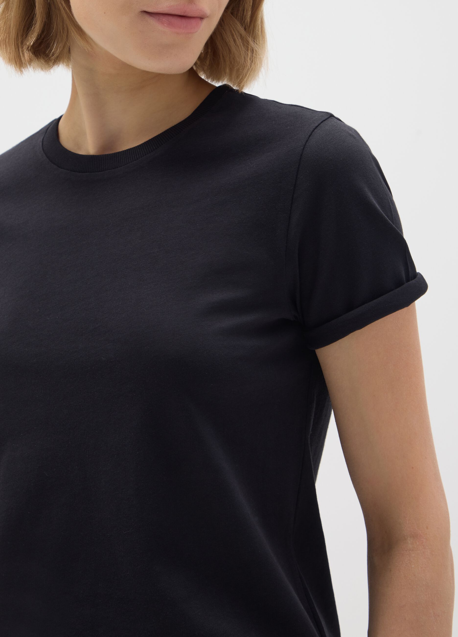 Black pure cotton t-shirt regular fit