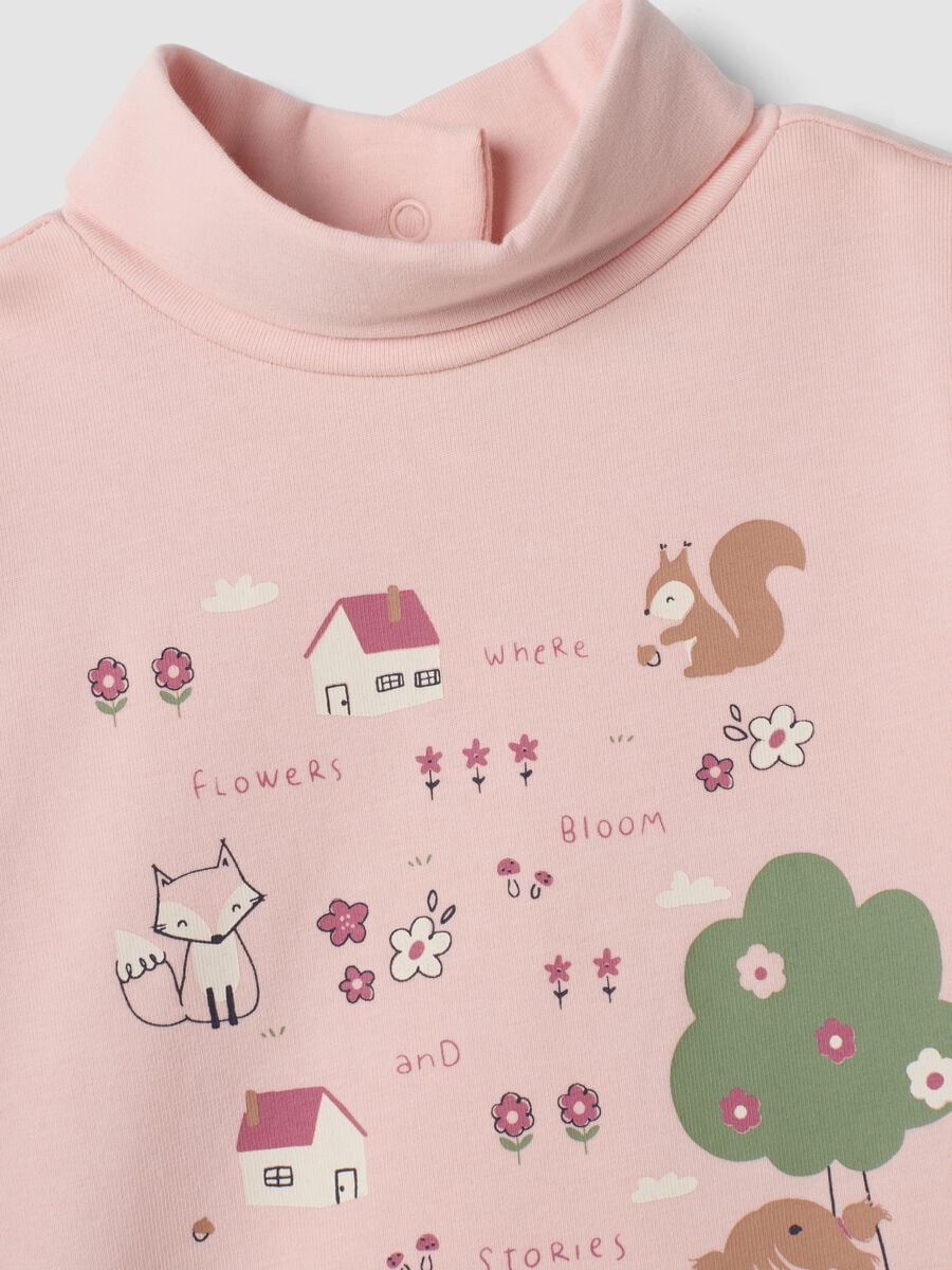 Pink regular-fit stretch organic cotton T-shirt with print_1