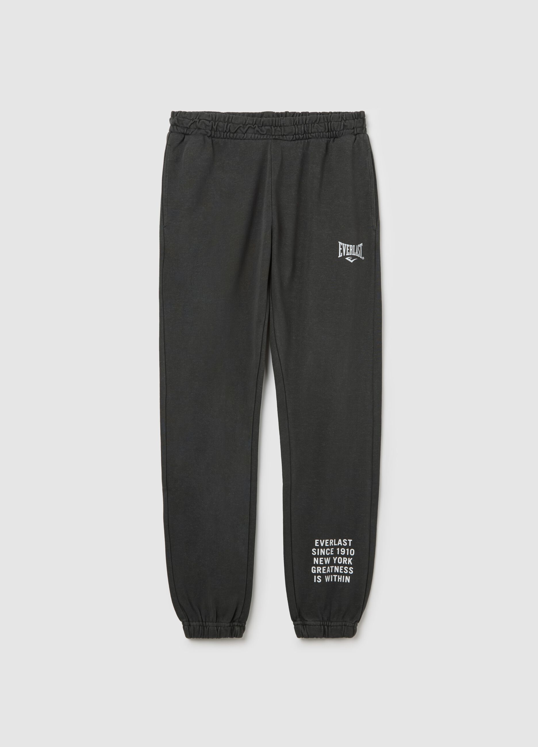 Black joggers with elasticated edging and logo print