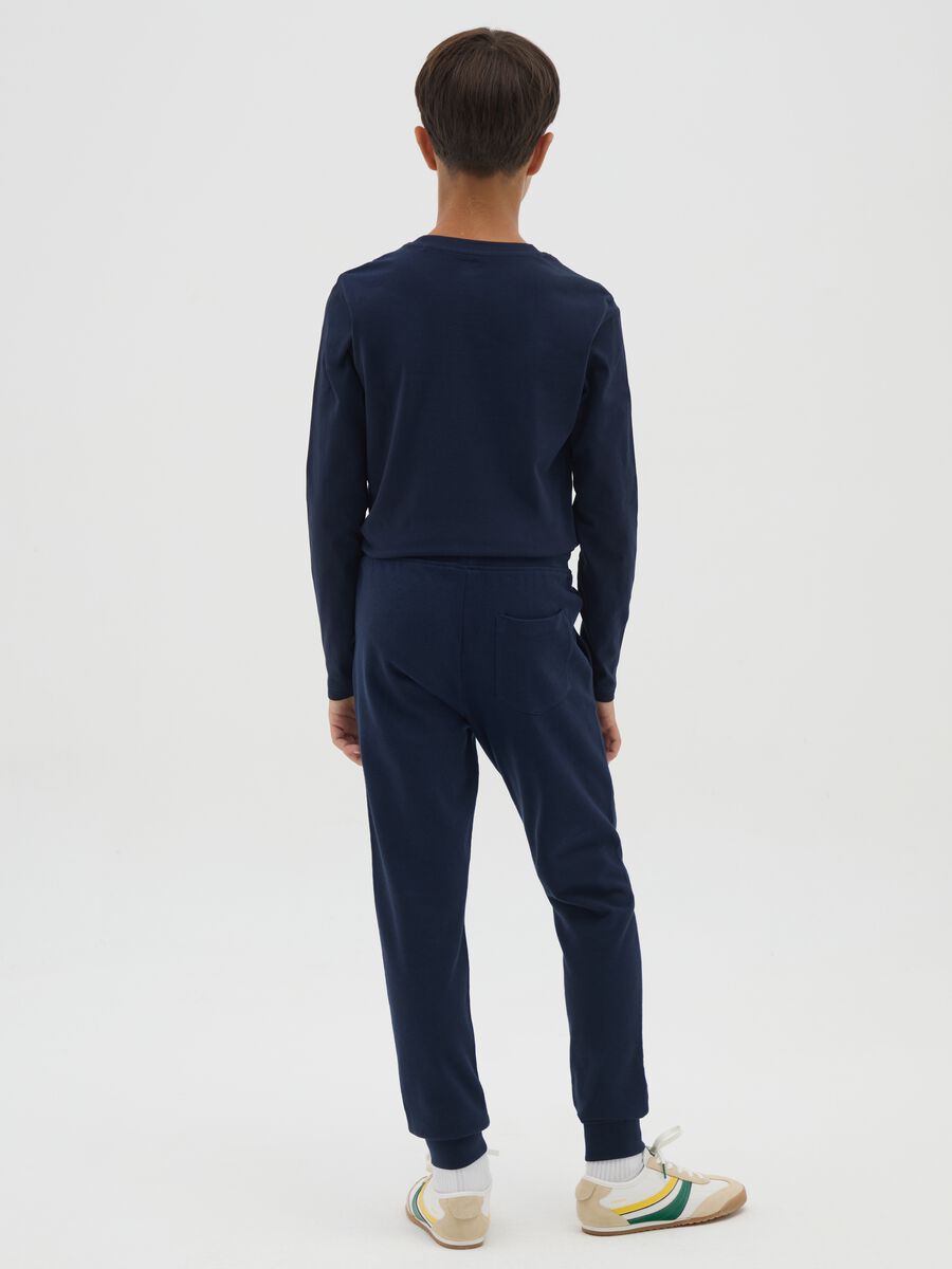 Boys' Blue Regular Fit Cotton Jogger Trousers_3